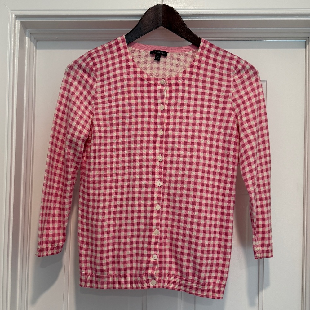 Pink Gingham Cardigan